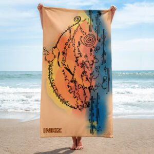 Abstract Sunset Beach Towel – Orange Tones | Inkiz