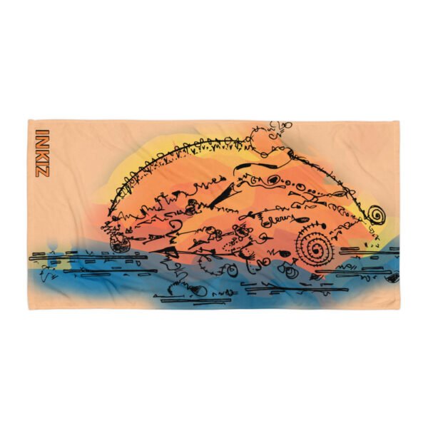 Abstract Sunset Beach Towel – Orange Tones | Inkiz - Image 2
