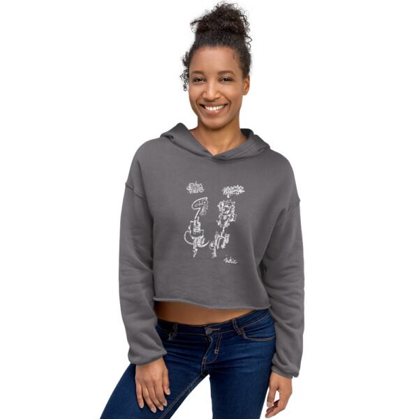 Cropped Hoodie – Angry Couple Abstract Art - Image 6