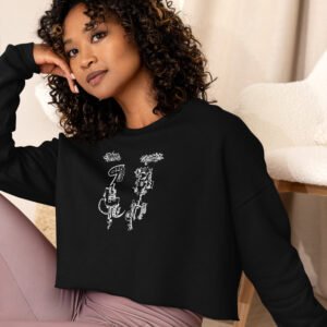 Cropped Sweatshirt – Angry Couple Abstract Print