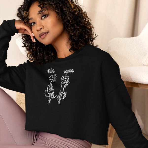 Cropped Sweatshirt – Angry Couple Abstract Print