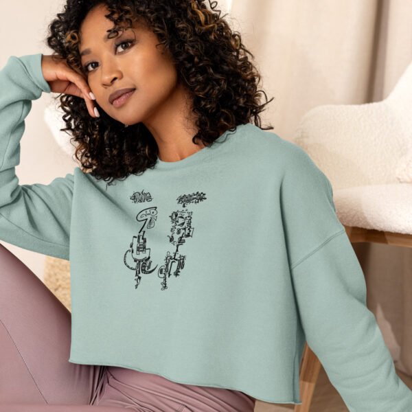Cropped Sweatshirt – Angry Couple Abstract Print - Image 11